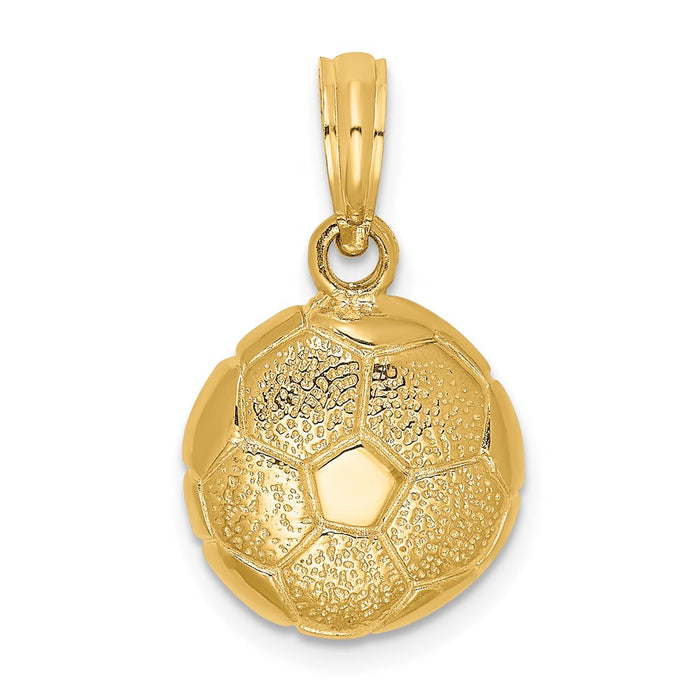Million Charms 14K Yellow Gold Themed Solid Polished Open-Backed Sports Soccer Ball Charm