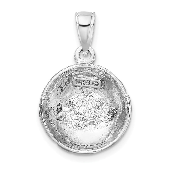 Million Charms 14K White Gold Themed Polished Open-Backed Volleyball Pendant