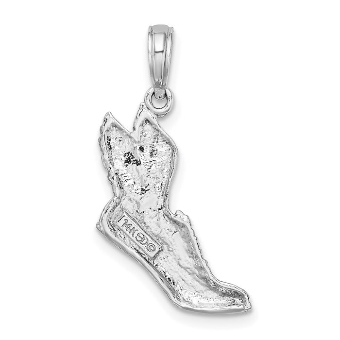 Million Charms 14K White Gold Themed Polished Running Shoe Pendant