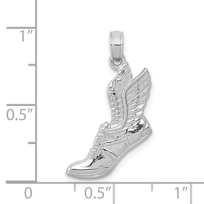 Million Charms 14K White Gold Themed Polished Running Shoe Pendant