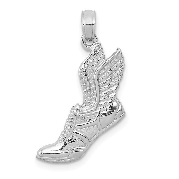 Million Charms 14K White Gold Themed Polished Running Shoe Pendant