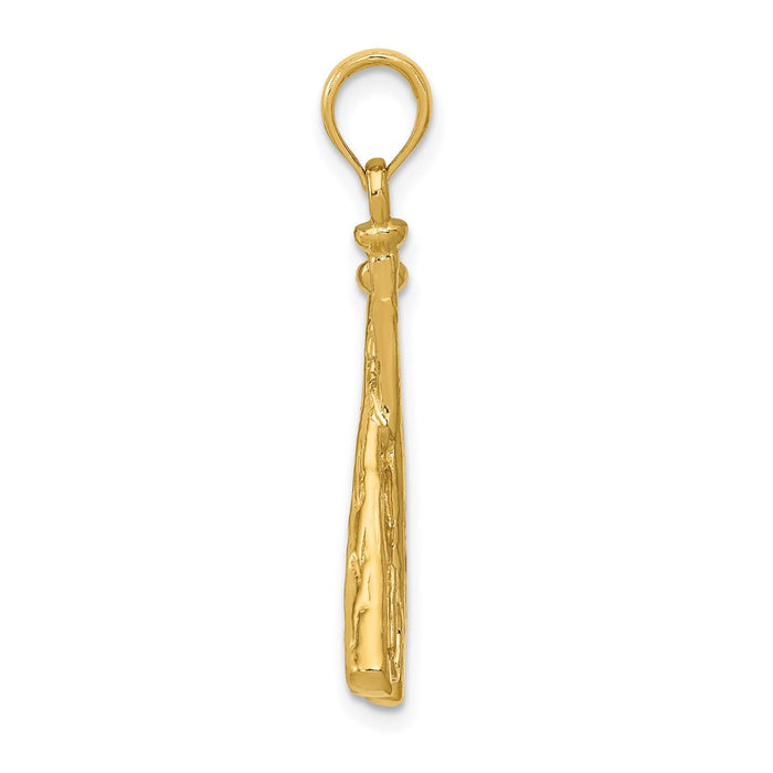 Million Charms 14K Yellow Gold Themed Polished Open-Backed Bats & Ball Sports Baseball Pendant