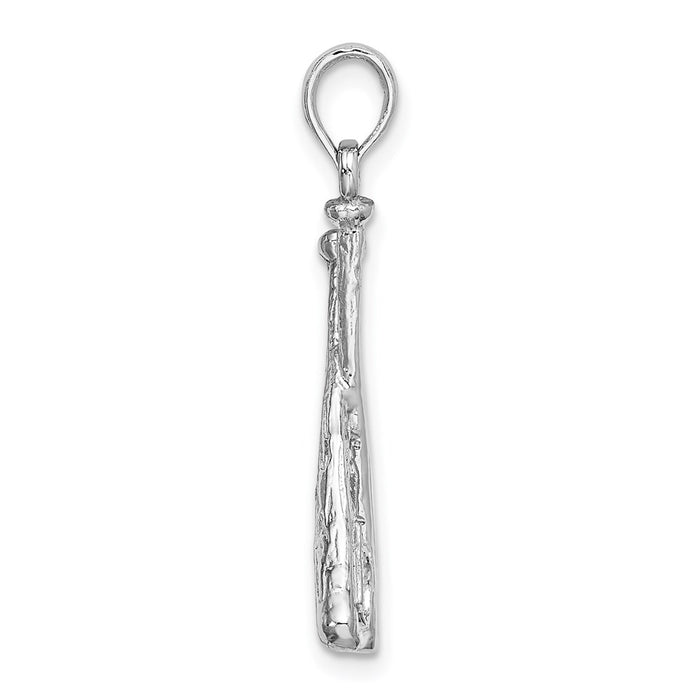 Million Charms 14K White Gold Themed 2-D Sports Baseball Charm