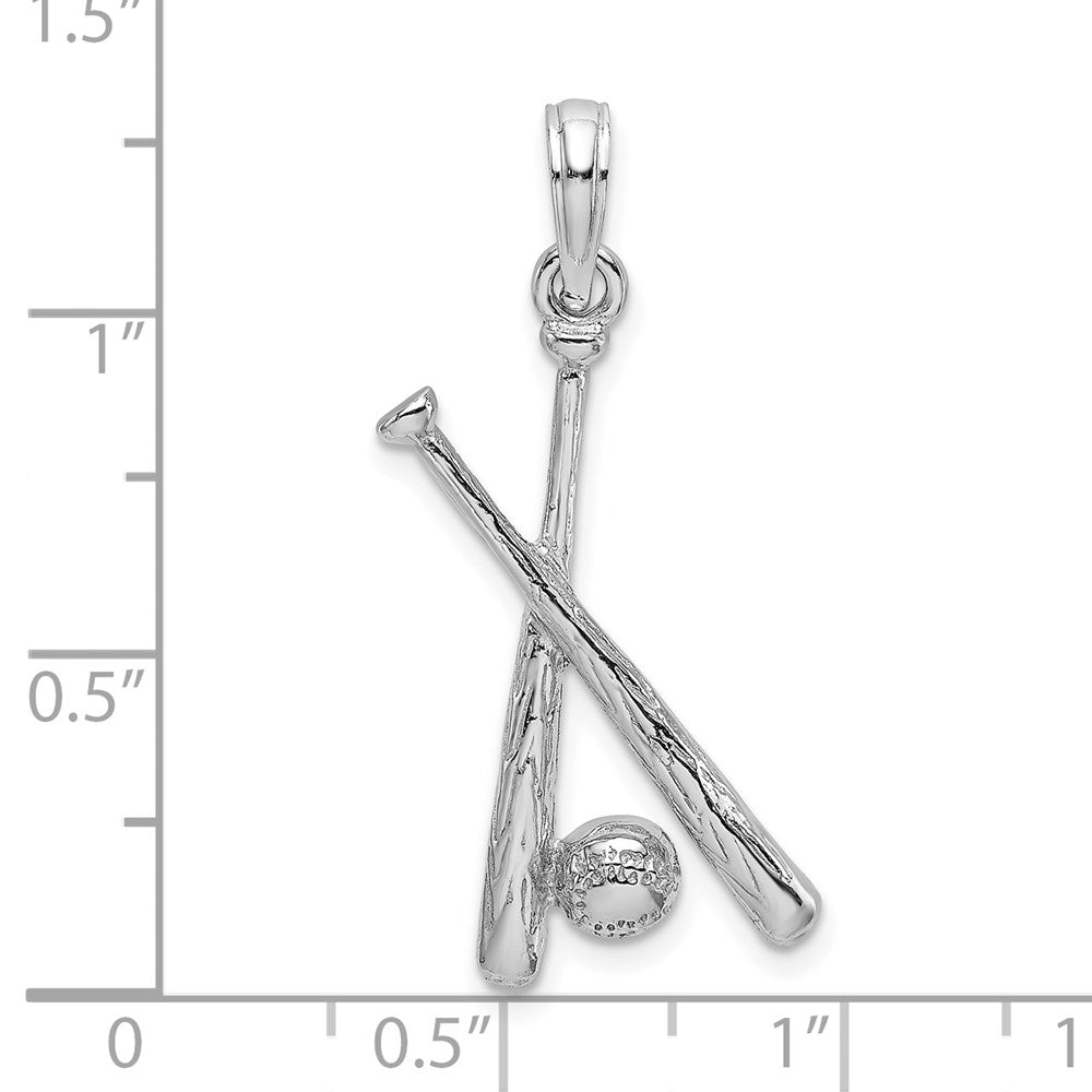 Million Charms 14K White Gold Themed 2-D Sports Baseball Charm