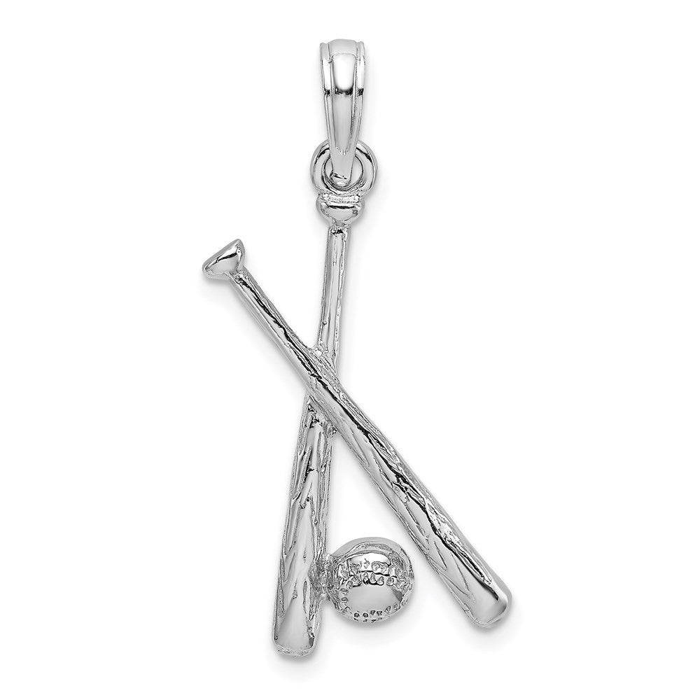 Million Charms 14K White Gold Themed 2-D Sports Baseball Charm