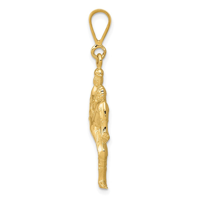 Million Charms 14K Yellow Gold Themed Polished 3-Dimensional Pitcher Sports Baseball Charm