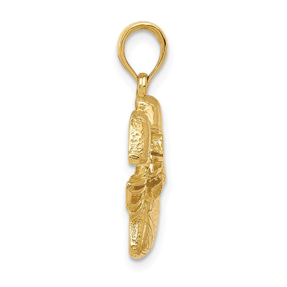 Million Charms 14K Yellow Gold Themed Polished Open-Backed Double Helmet Sports Football Pendant