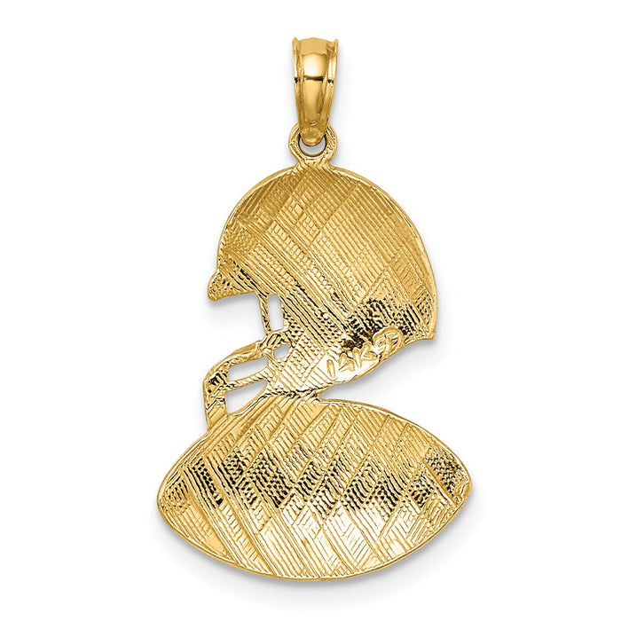 Million Charms 14K Yellow Gold Themed Polished Sports Football Pendant