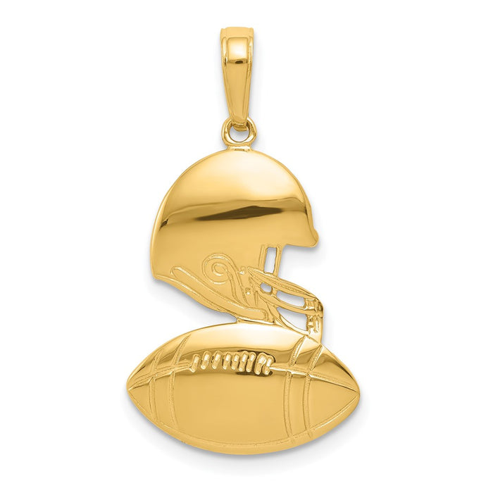 Million Charms 14K Yellow Gold Themed Polished Sports Football Pendant