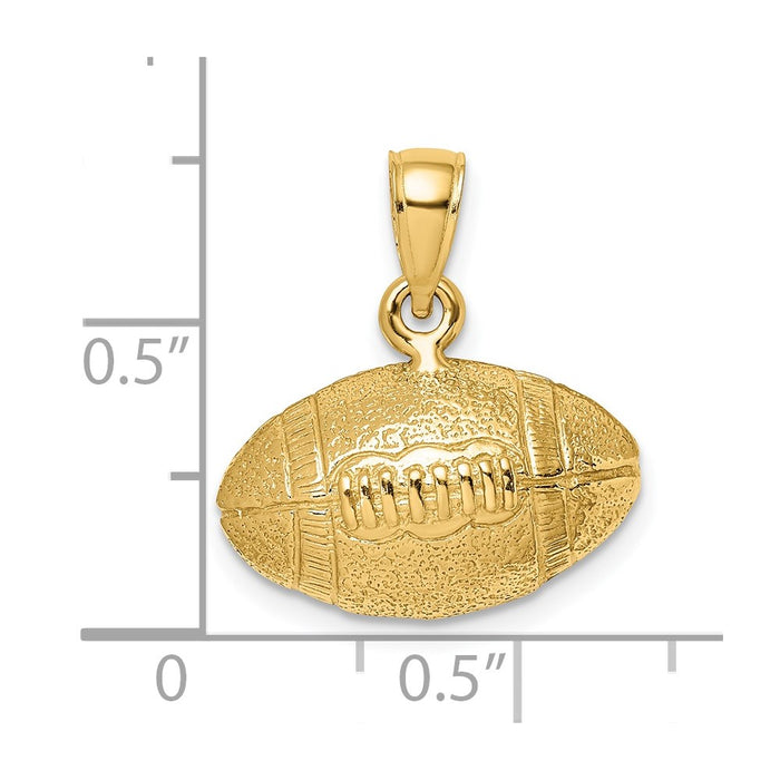 Million Charms 14K Yellow Gold Themed Polished 3-D Sports Football Charm