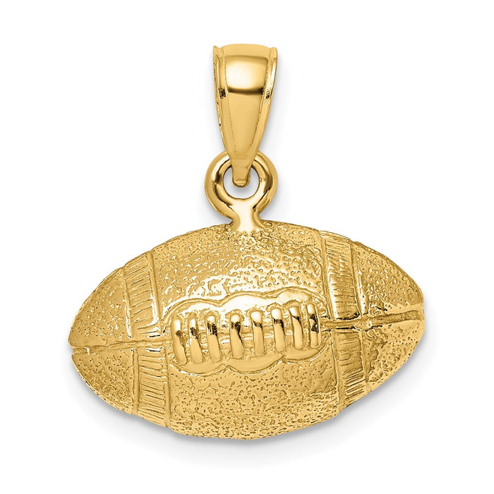Million Charms 14K Yellow Gold Themed Polished 3-D Sports Football Charm