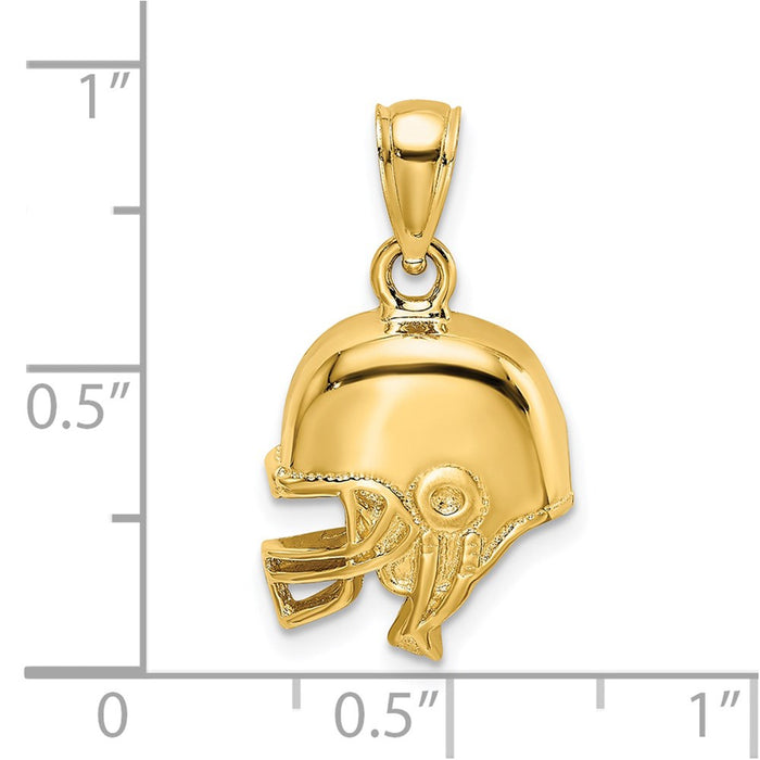 Million Charms 14K Yellow Gold Themed Polished Open-Backed Sports Football Helmet Charm