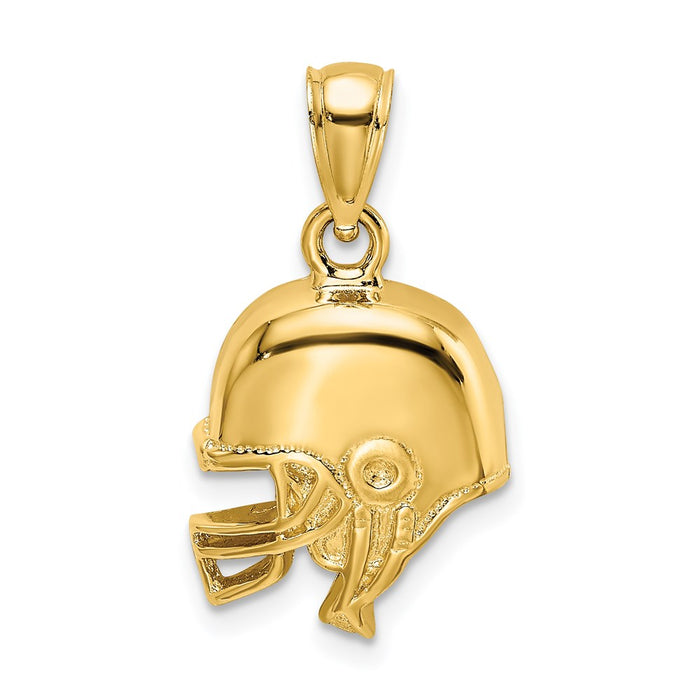 Million Charms 14K Yellow Gold Themed Polished Open-Backed Sports Football Helmet Charm