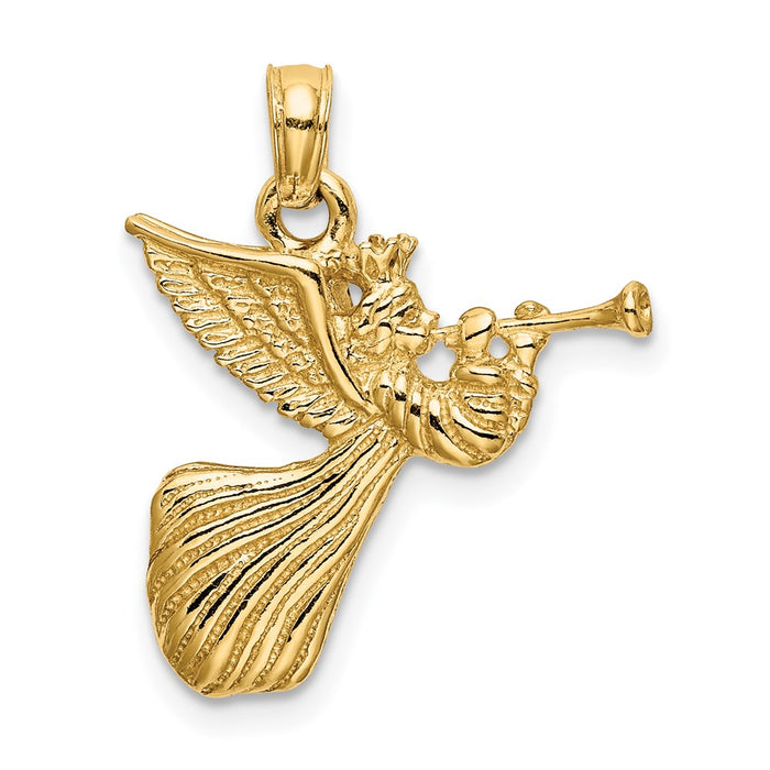 Million Charms 14K Yellow Gold Themed Angel With Trumpet Charm