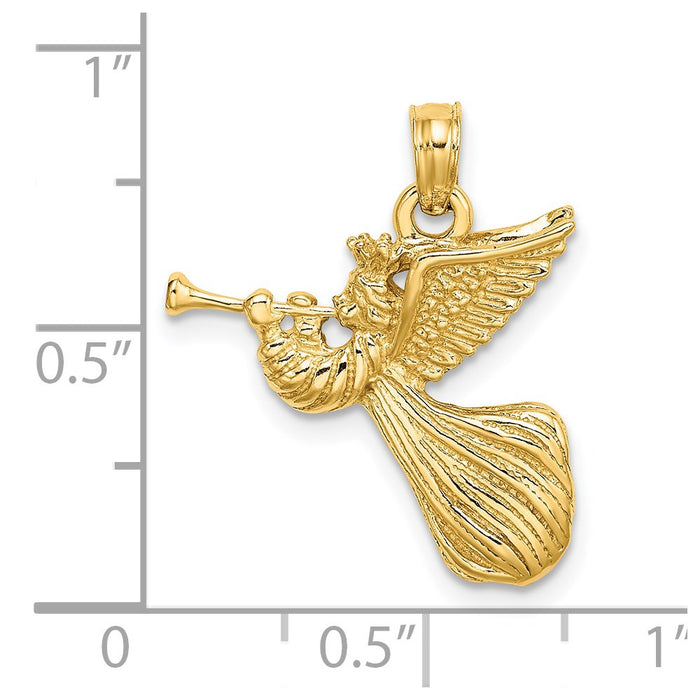 Million Charms 14K Yellow Gold Themed Angel With Trumpet Charm