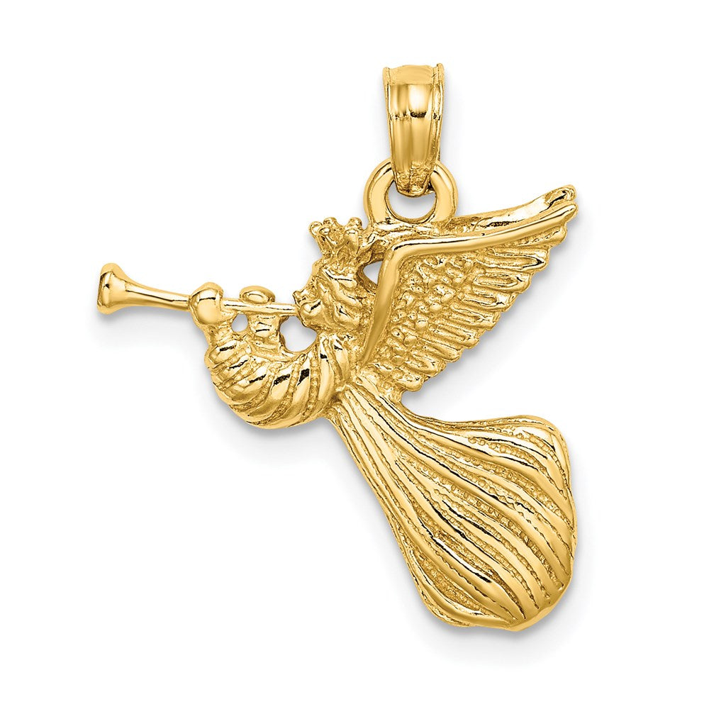 Million Charms 14K Yellow Gold Themed Angel With Trumpet Charm