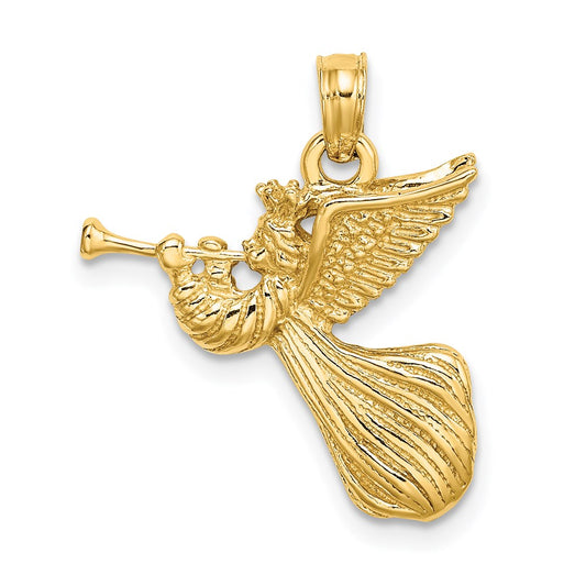 Million Charms 14K Yellow Gold Themed Angel With Trumpet Charm
