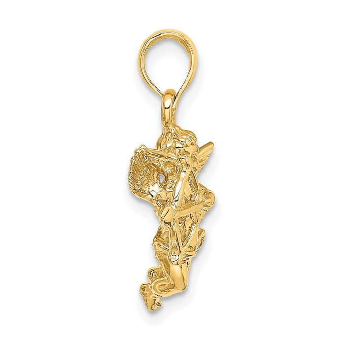 Million Charms 14K Yellow Gold Themed Cupid With Bow, Arrow Charm