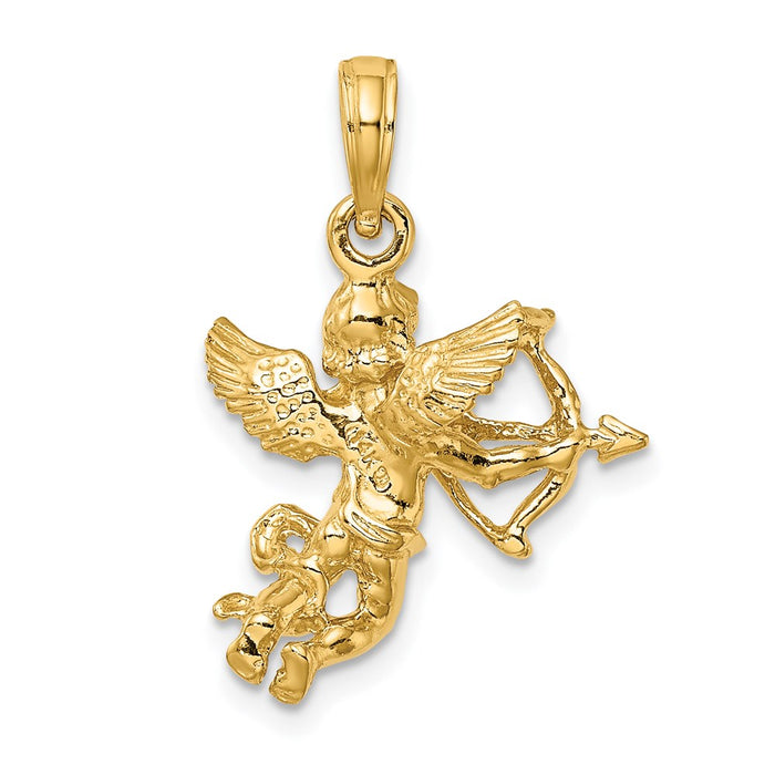 Million Charms 14K Yellow Gold Themed Cupid With Bow, Arrow Charm