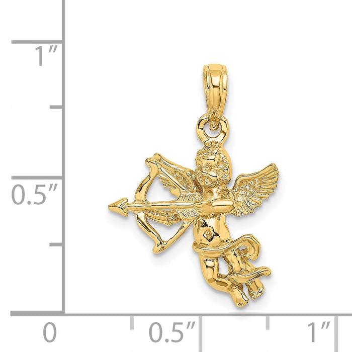 Million Charms 14K Yellow Gold Themed Cupid With Bow, Arrow Charm