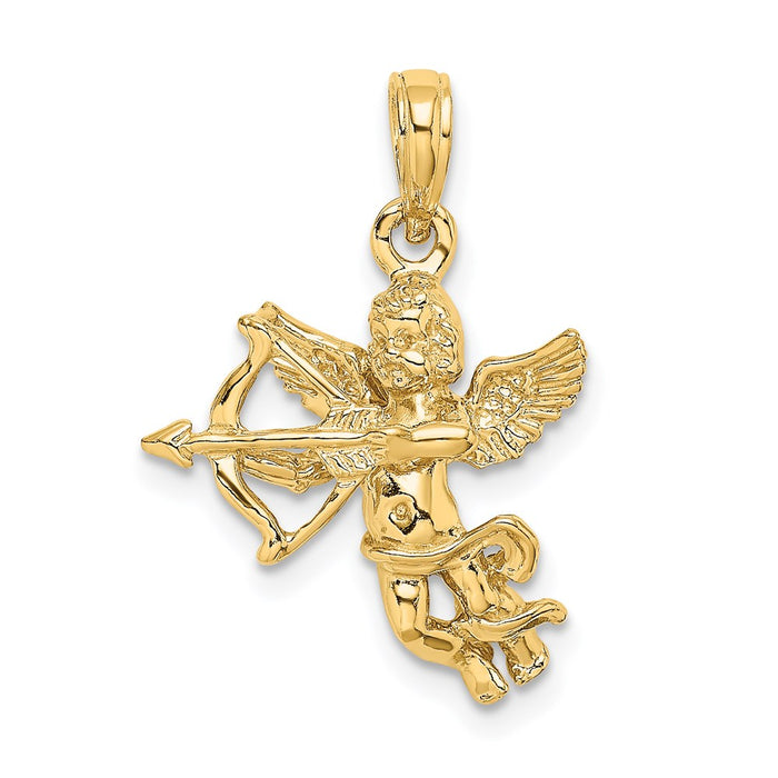 Million Charms 14K Yellow Gold Themed Cupid With Bow, Arrow Charm