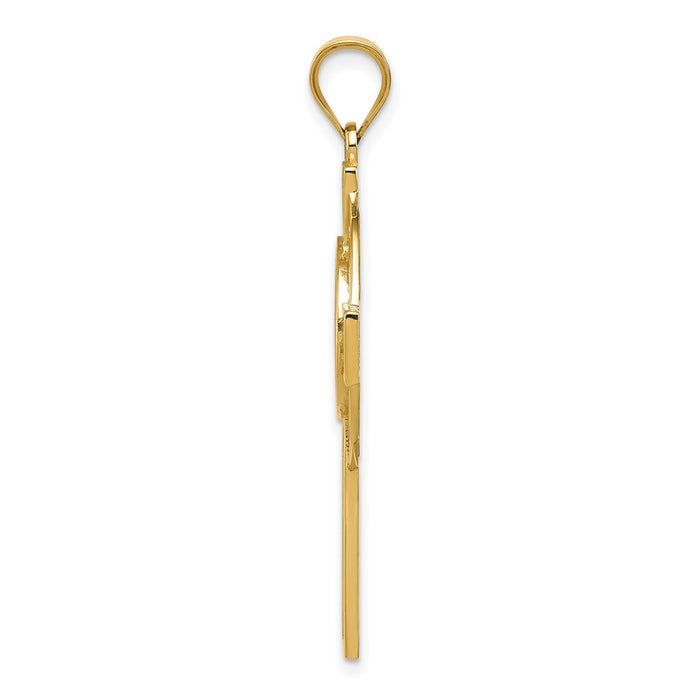 Million Charms 14K Yellow Gold Themed Celtic Claddagh Relgious Cross Pendant