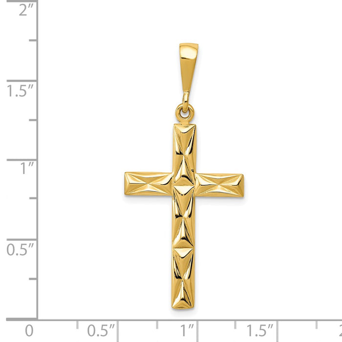 Million Charms 14K Yellow Gold Themed Reversible Latin Relgious Cross Pendant