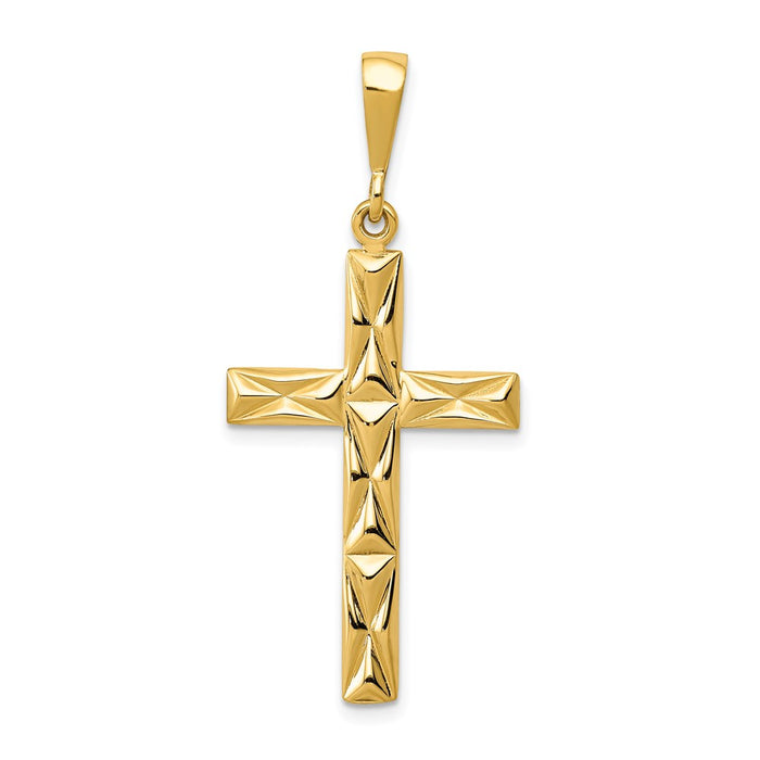 Million Charms 14K Yellow Gold Themed Reversible Latin Relgious Cross Pendant