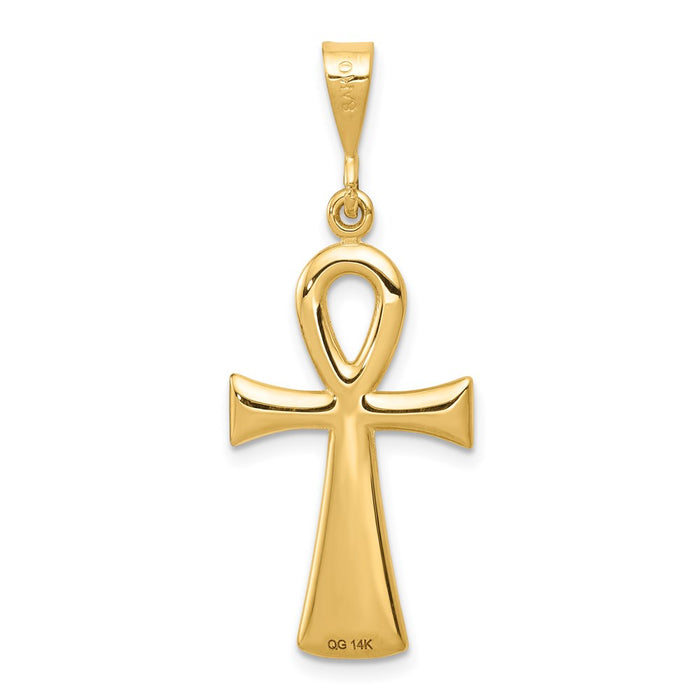 Million Charms 14K Yellow Gold Themed Egyptian Ankh Relgious Cross Pendant