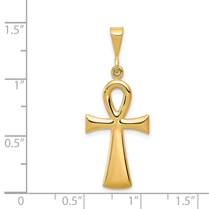 Million Charms 14K Yellow Gold Themed Egyptian Ankh Relgious Cross Pendant