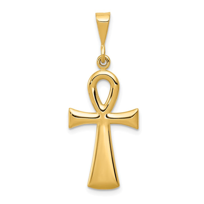 Million Charms 14K Yellow Gold Themed Egyptian Ankh Relgious Cross Pendant