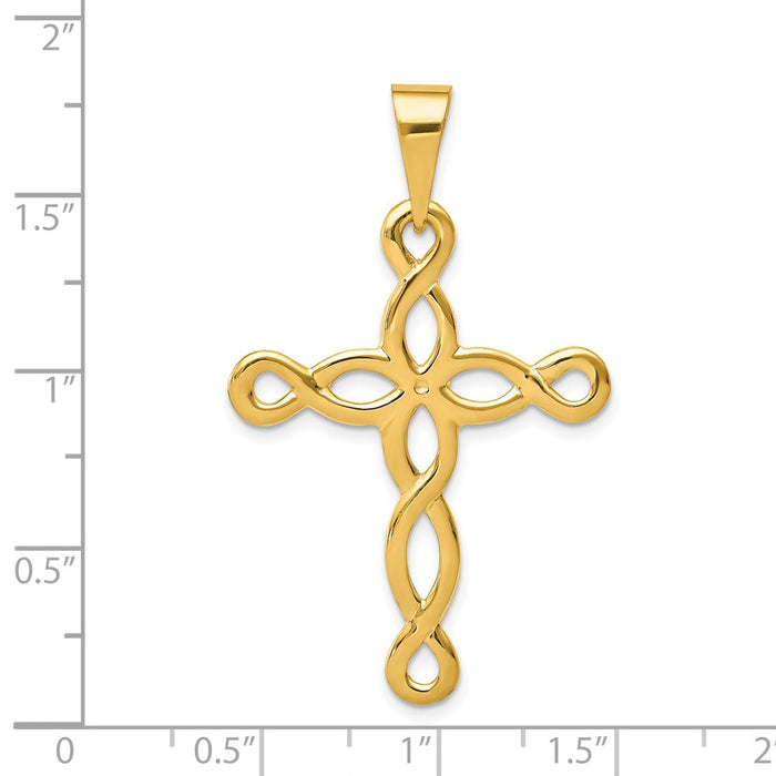 Million Charms 14K Yellow Gold Themed Polished Relgious Cross Pendant