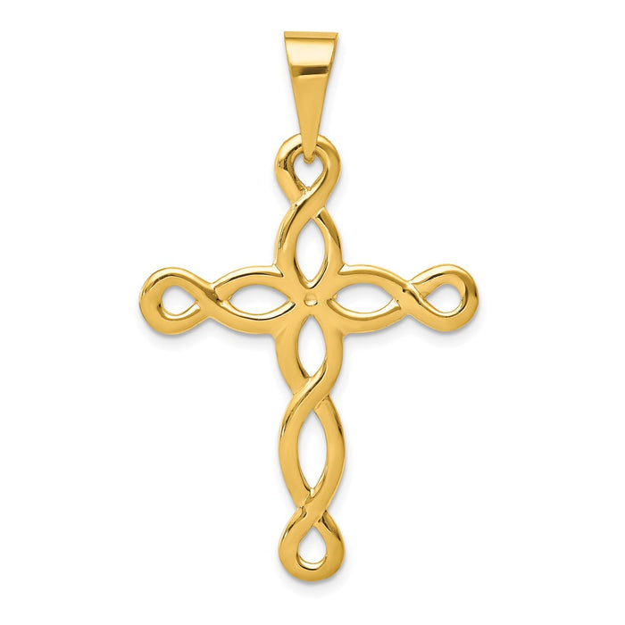 Million Charms 14K Yellow Gold Themed Polished Relgious Cross Pendant