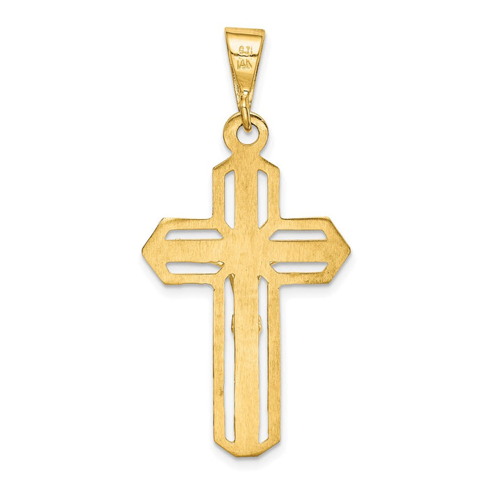 Million Charms 14K Yellow Gold Themed Polished Relgious Crucifix Pendant