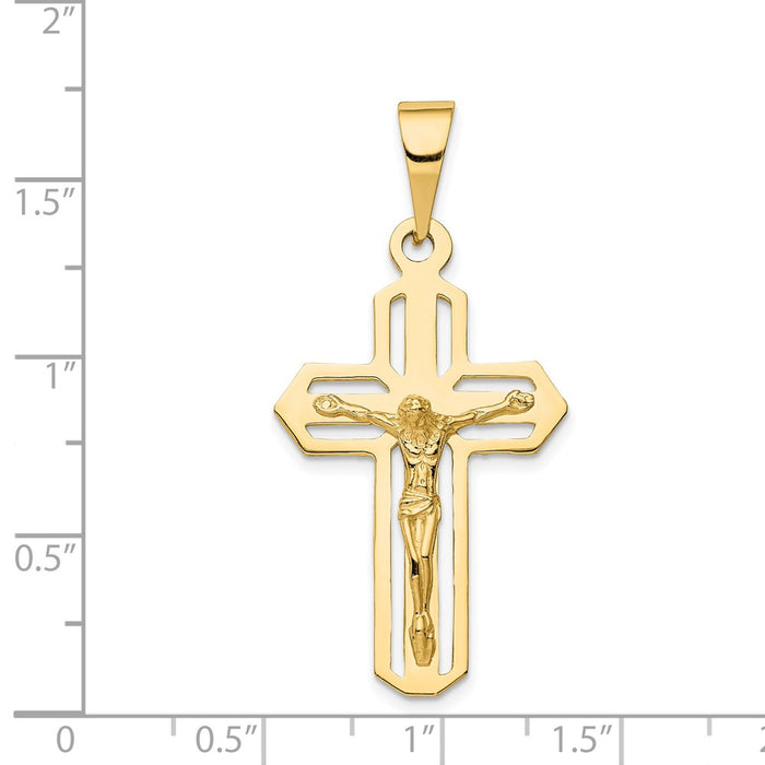 Million Charms 14K Yellow Gold Themed Polished Relgious Crucifix Pendant