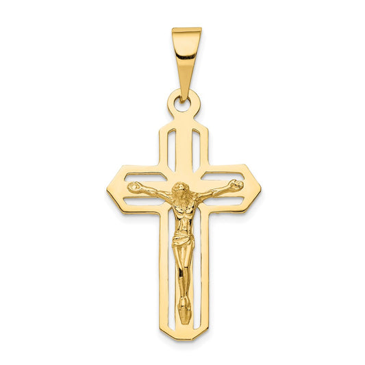 Million Charms 14K Yellow Gold Themed Polished Relgious Crucifix Pendant