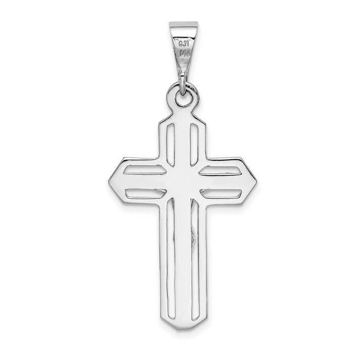 Million Charms 14K White Gold Themed Relgious Crucifix Pendant