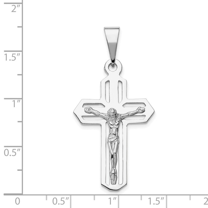 Million Charms 14K White Gold Themed Relgious Crucifix Pendant