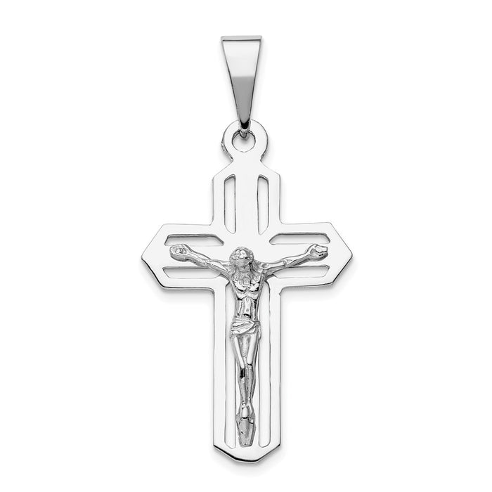 Million Charms 14K White Gold Themed Relgious Crucifix Pendant