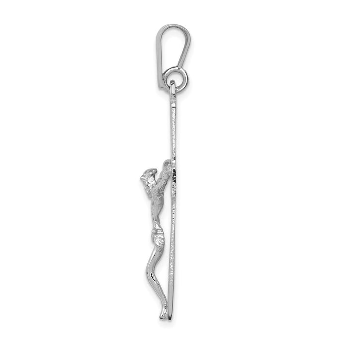 Million Charms 14K White Gold Themed Relgious Crucifix Pendant