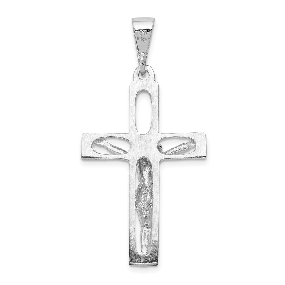 Million Charms 14K White Gold Themed Relgious Crucifix Pendant