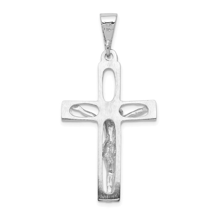 Million Charms 14K White Gold Themed Relgious Crucifix Pendant