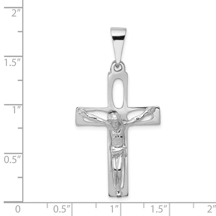 Million Charms 14K White Gold Themed Relgious Crucifix Pendant