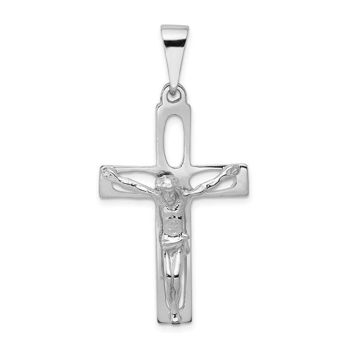 Million Charms 14K White Gold Themed Relgious Crucifix Pendant