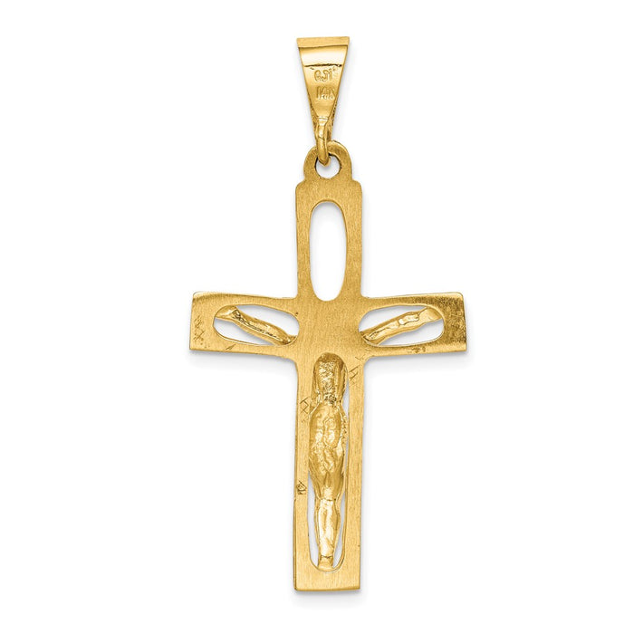 Million Charms 14K Yellow Gold Themed Polished Relgious Crucifix Pendant