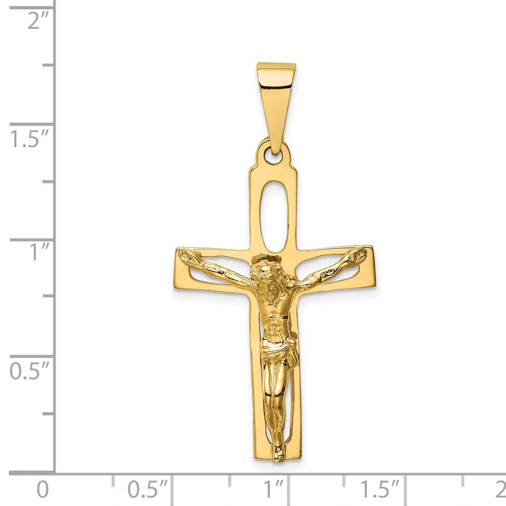 Million Charms 14K Yellow Gold Themed Polished Relgious Crucifix Pendant