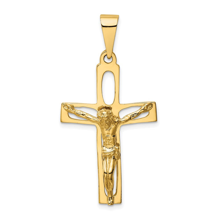 Million Charms 14K Yellow Gold Themed Polished Relgious Crucifix Pendant