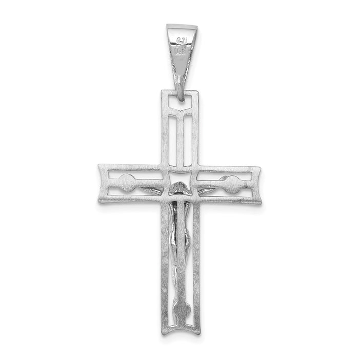 Million Charms 14K White Gold Themed Relgious Crucifix Pendant