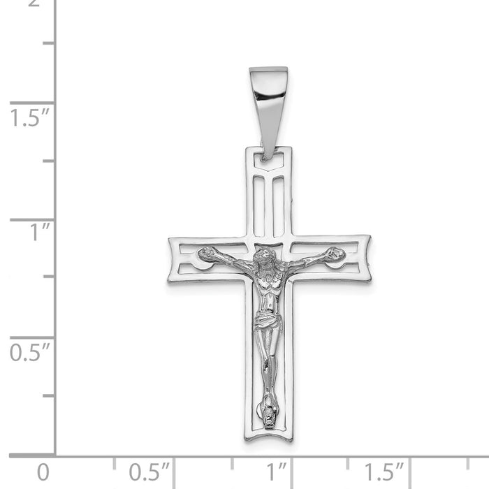 Million Charms 14K White Gold Themed Relgious Crucifix Pendant