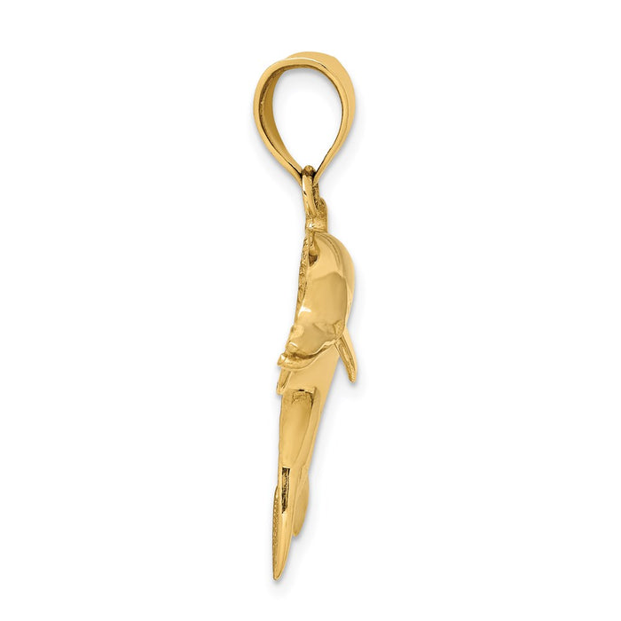 Million Charms 14K Yellow Gold Themed Dolphin Pendant